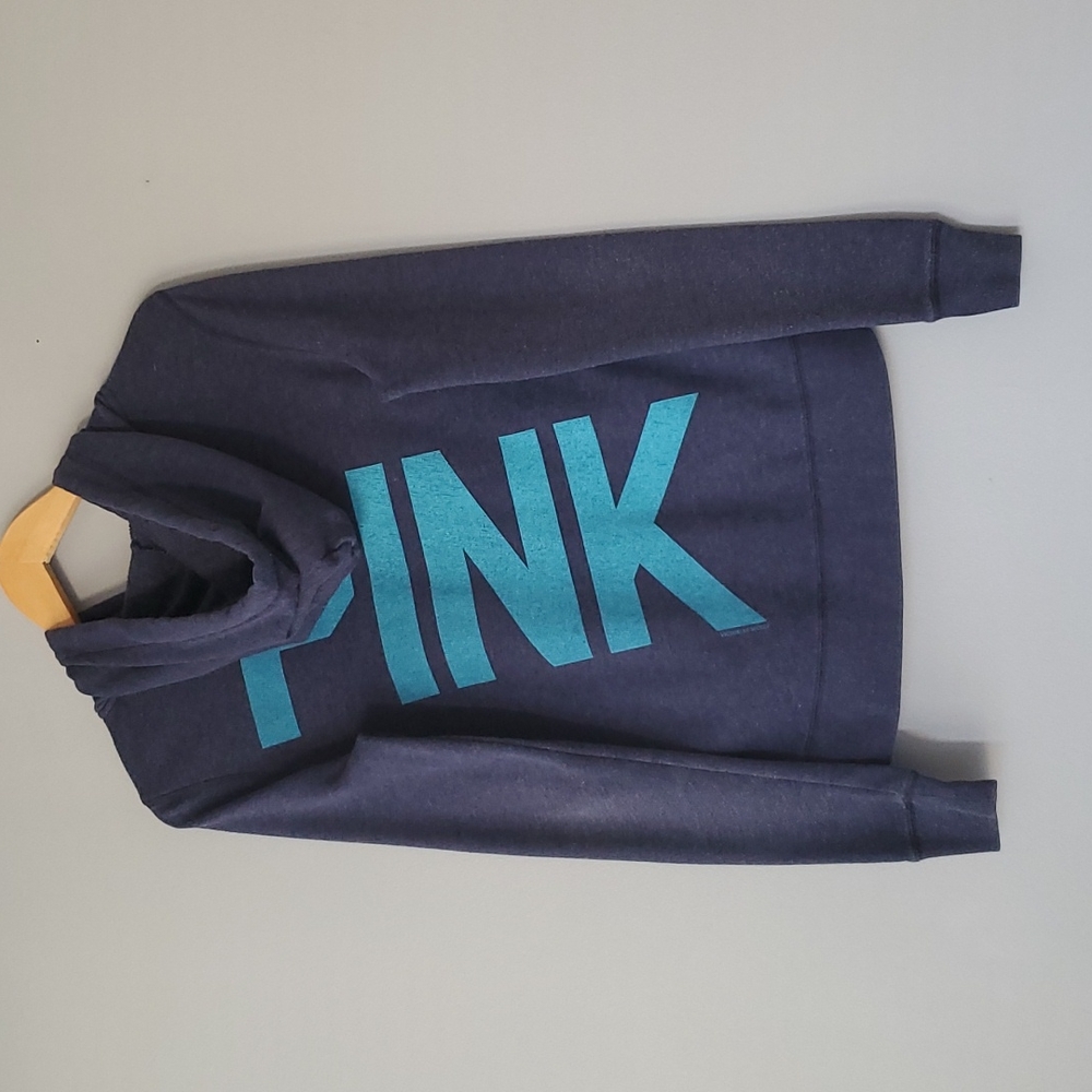 Victoria's Secret PINK Blue Zip Up Hooded 86 Sweatshirt Womens XS - Picture 5 of 7